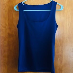 Zara W&B Collection Blue Wide Strap Stretch Top